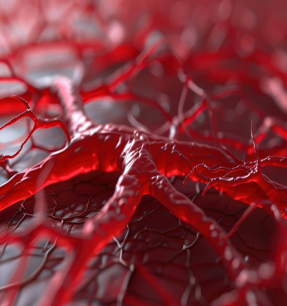 Blood vessels on tissue surface