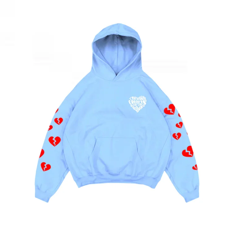 The Brokest Hearts Are The Richest Sky Blue Fleece Hoodie | Consador