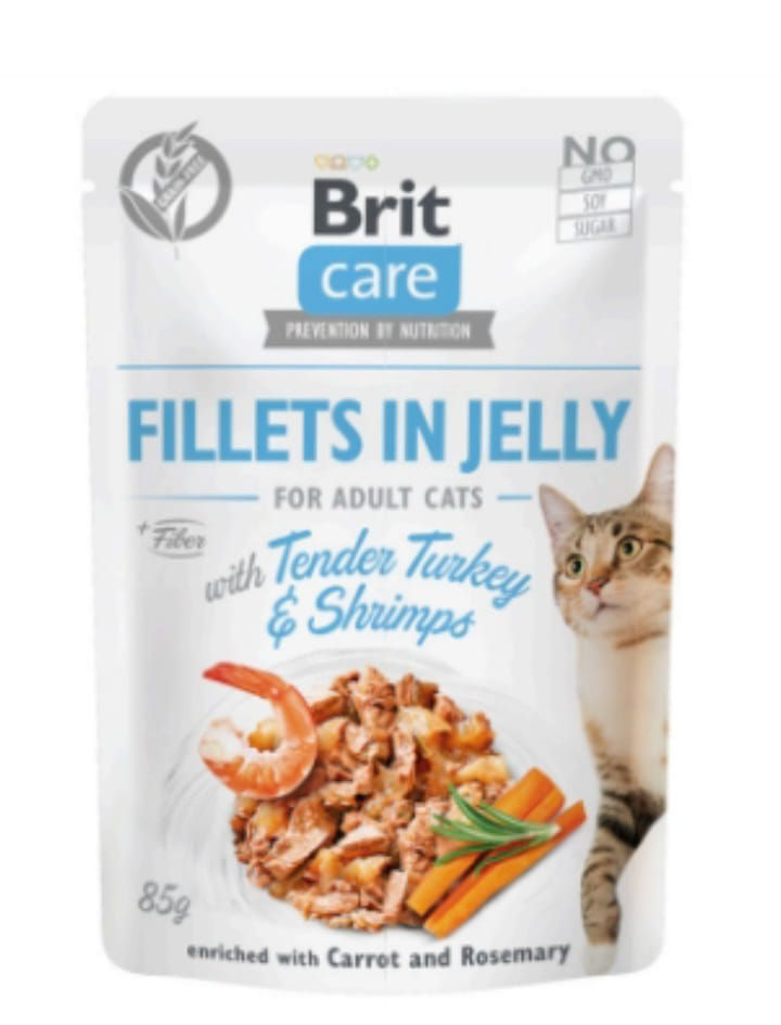 Brit Care Fillets in Jelly with Tender Turkey & Shrimps 85 g