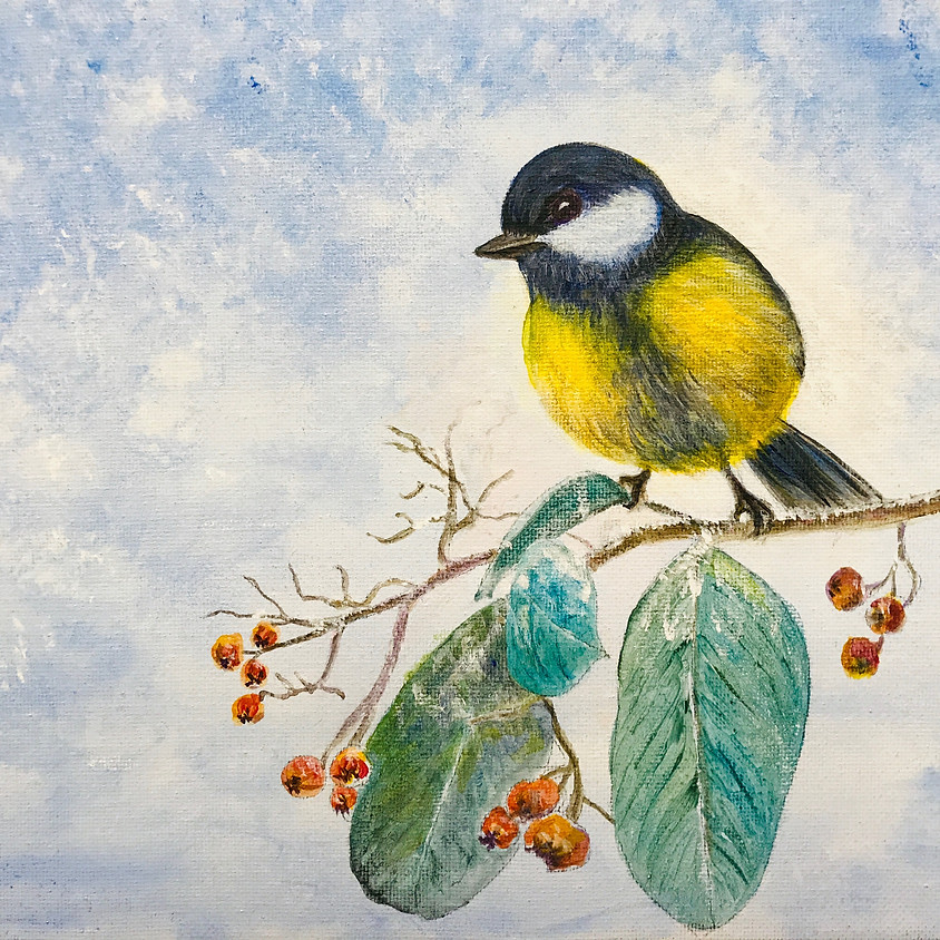 Paint & Sip Night: "The Wintry Bird" Fri, Nov 29th (7pm - 9:30pm)