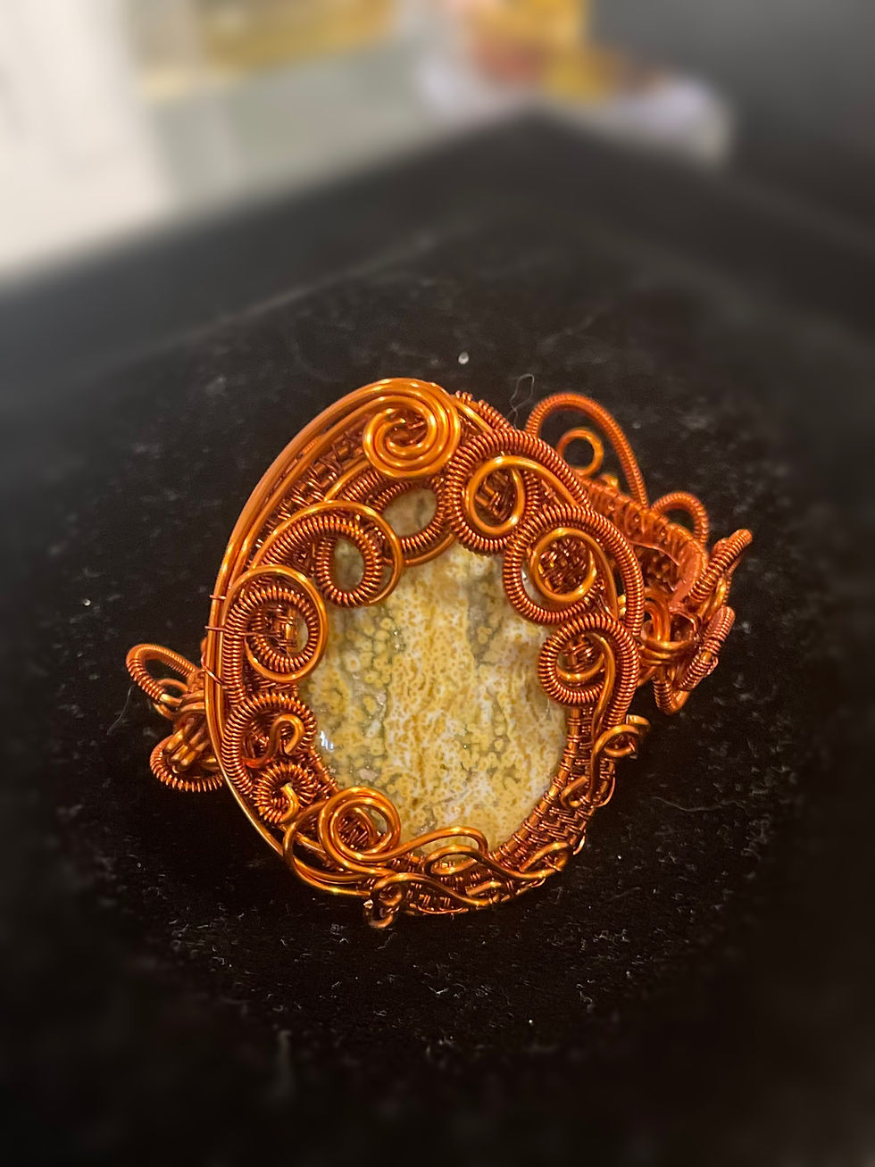 Thumbnail: Copper Wire Wrapped Bracelet and Stone