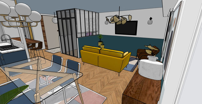 Proposition d'aménagement et de décoration intérieur en 3D. salon