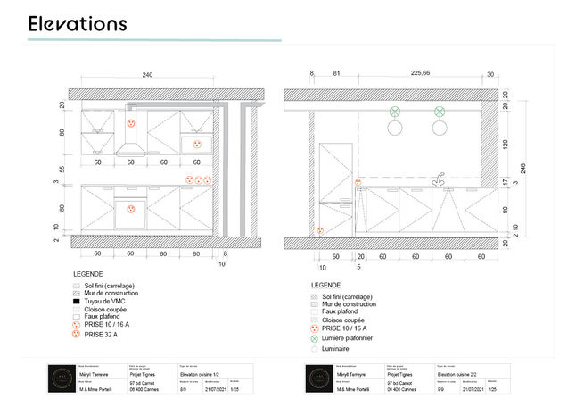 Proposition de plan d'élévation rénovation cuisine
