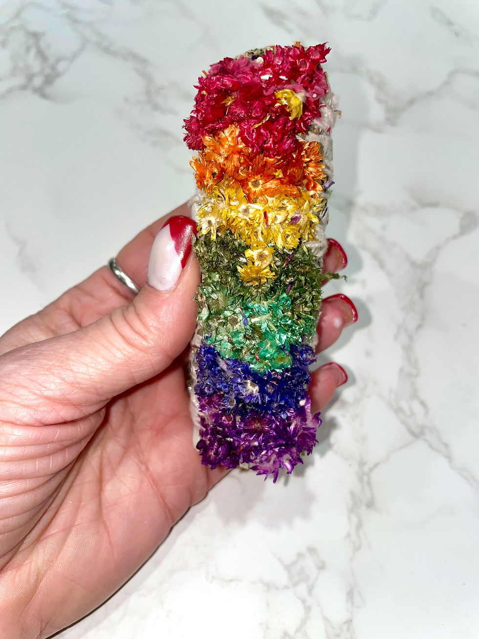 Thumbnail: white sage smudge with chakra flowers