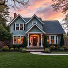 A home and front lawn