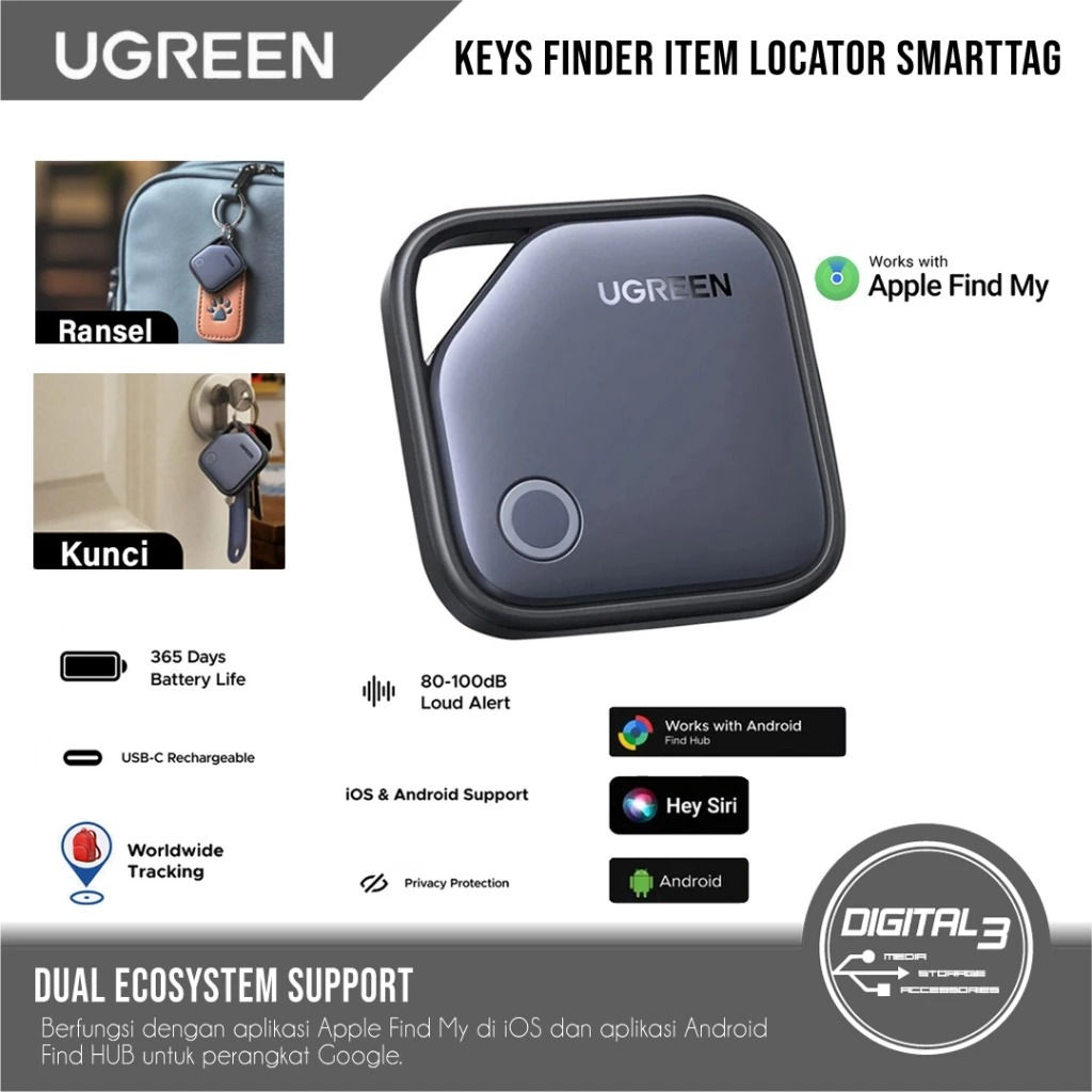 UGREEN 75646 Smart Tag Bluetooth Tracker Keys Finder Wallet Key Tracker Support