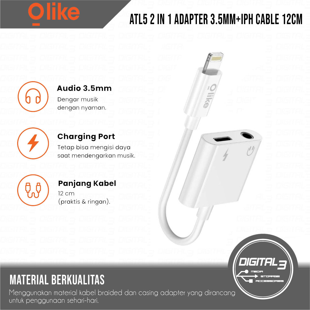 OLIKE ATL5 iPhone Lightning to 3.5mm Jack Audio Adapter – Earphone/Headset