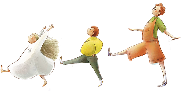 mugi's illustration | walking children 