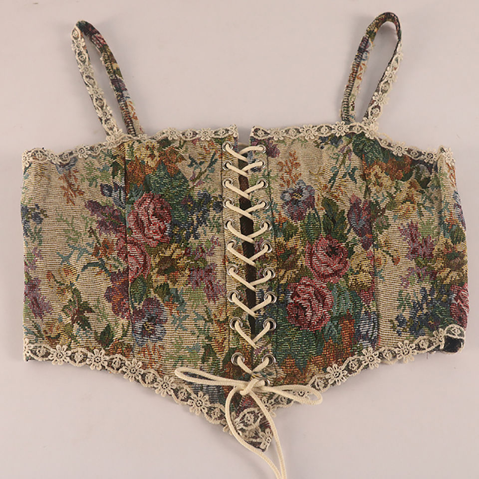 Vintage Floral Jacquard Bustier Corset
