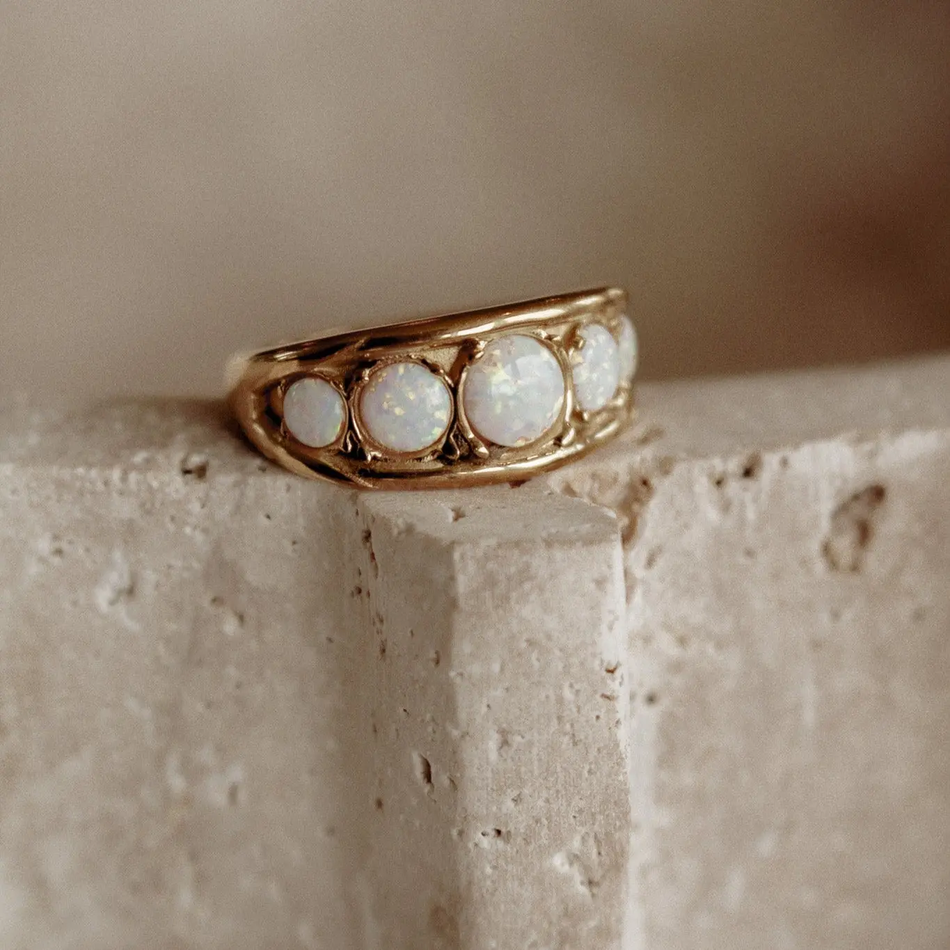White Opal Inez Ring - 18K Gold