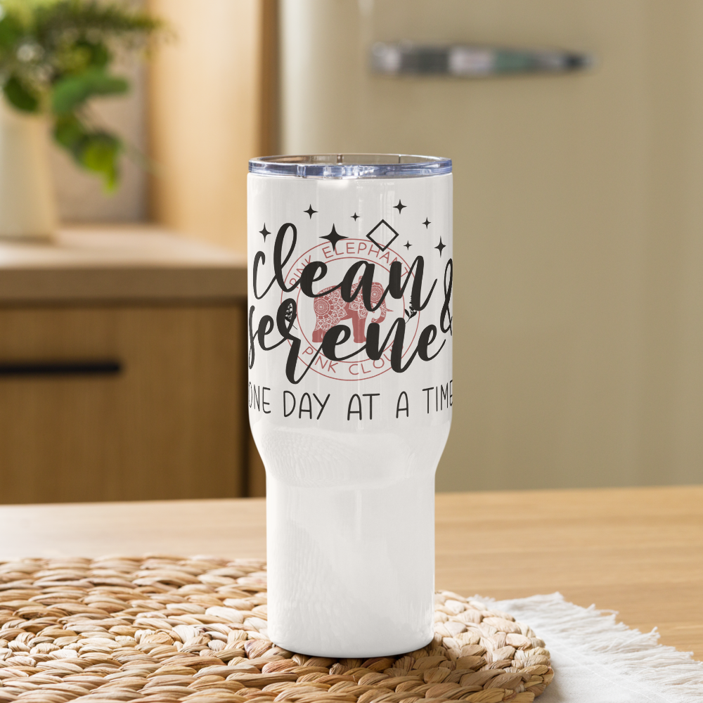 Clean and Serene Travel Mug, Sobriety Gift