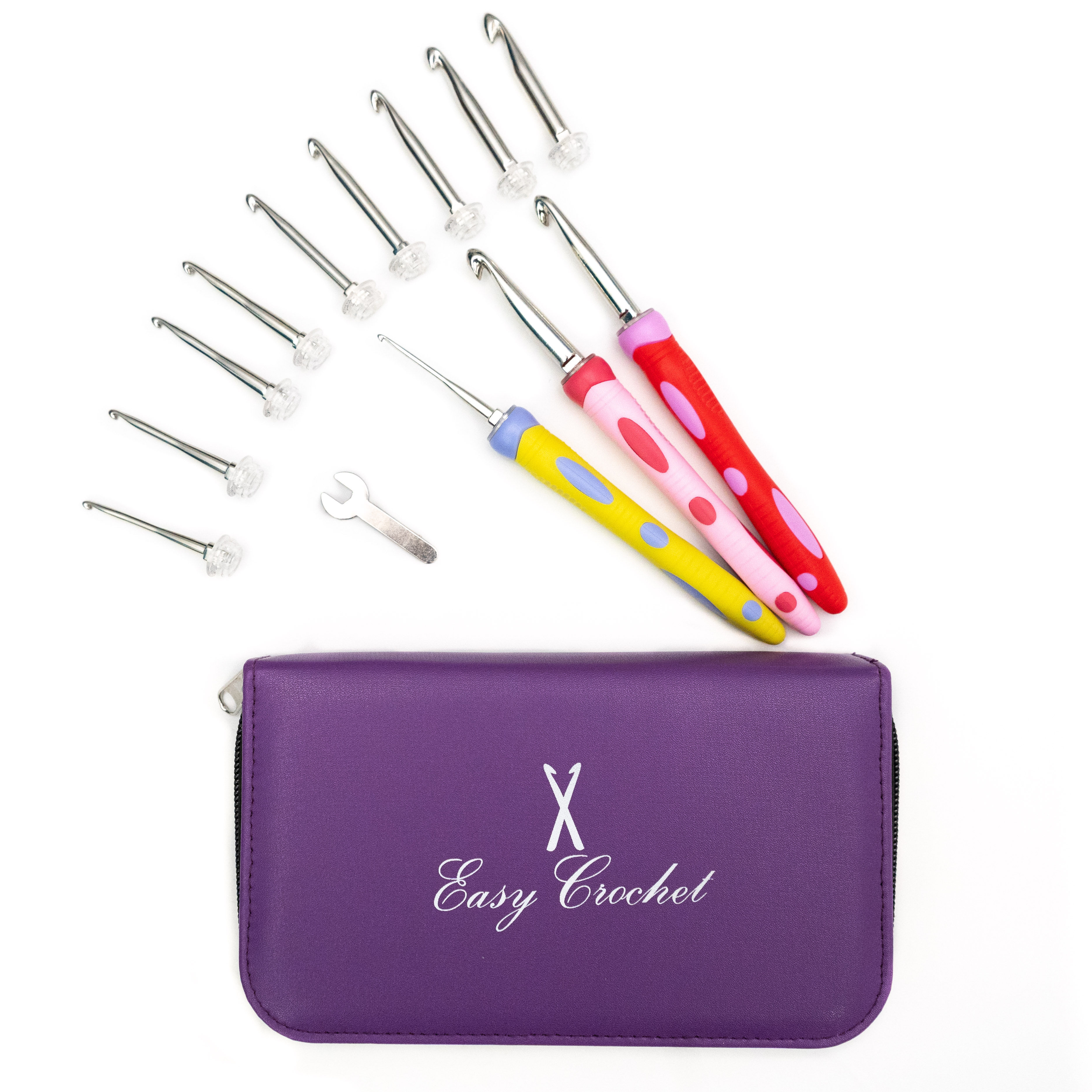 Easy Crochet Aluminium Crochet Hooks Set - 3 Ergonomic Handles with 12 Interchan