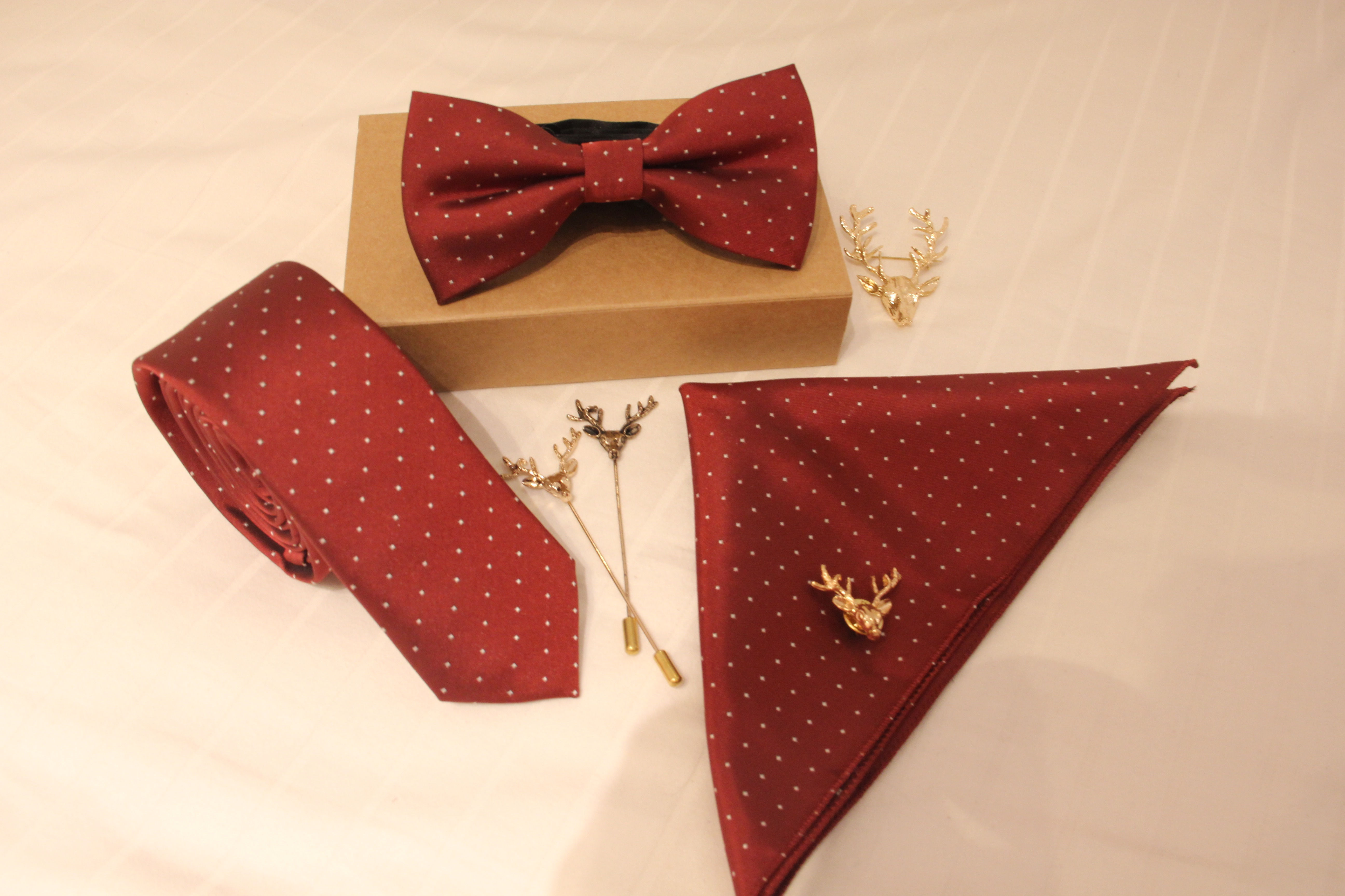 Classic Red Slim Tie/Bow Set