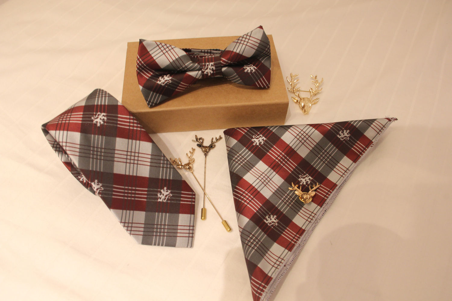 Argyle Checkered Slim Tie/Bow Set