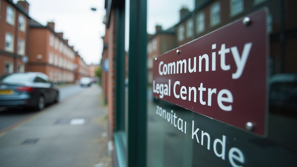 High angle view of a community legal advice centre sign
