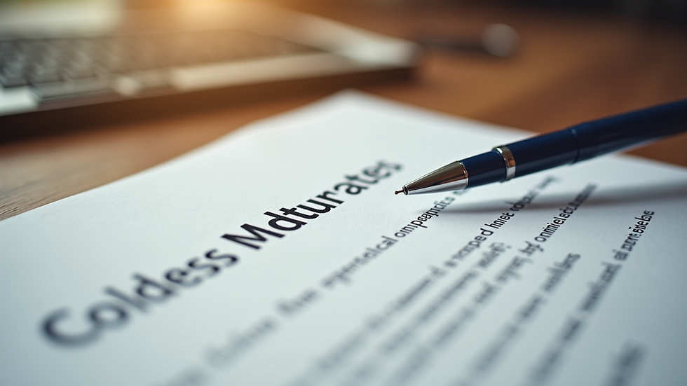 Close-up view of a legal document with a pen