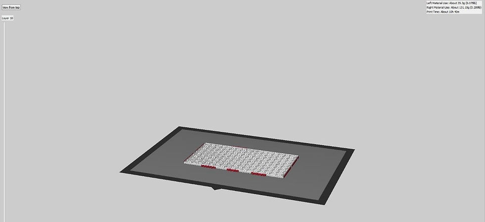 Front view of intial layer deposition
