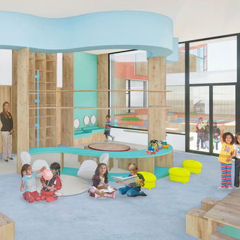 La propuesta materializa en el edificio, la idea de contenedor. Un elemento que nace de una preexistencia y envuelve espacios, actividades y funciones, a la vez que se relaciona con los futuros equipameintos de la pieza urbana, permitiendo un conjunto que permite la comunicación y aprovechamiento de cada espacio público creado. 
