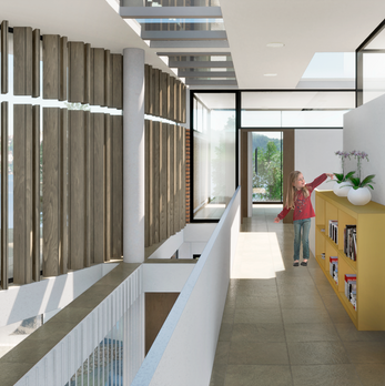 Una vivienda diseñada para las necesidades de la familia, tomando en cuenta la forma del terreno, topografía, visuales y soleamiento, logrando espacios confortables, luminosos y acogedores.
