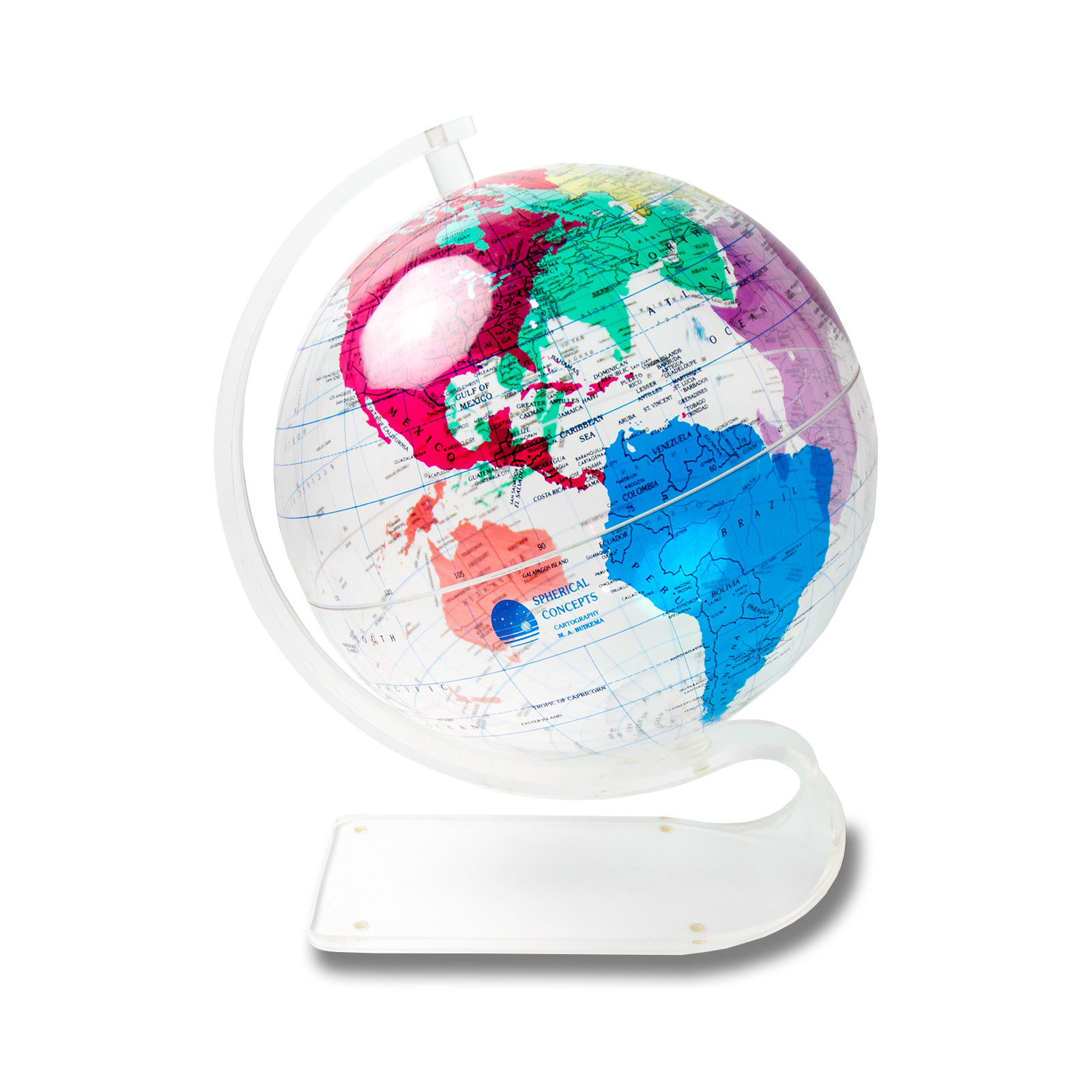 デンマーク アンティーク 地球儀 アクリル スケルトン 透明