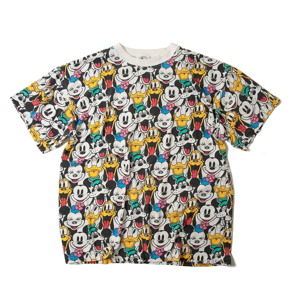섬네일: 1990年代 ビンテージ ミッキーマウス Tシャツ 総柄 M-1
