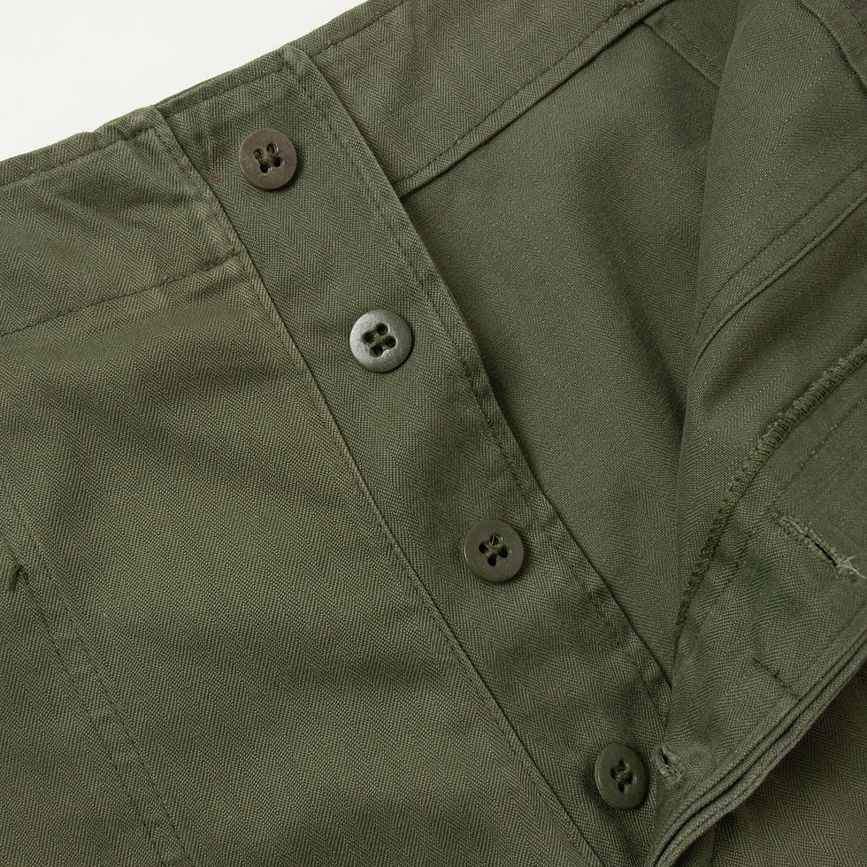 サムネイル： 1940-50s Korean Army Herringbone Shorts  1940-50年代 韓国軍 ヘリンボーン ショーツ