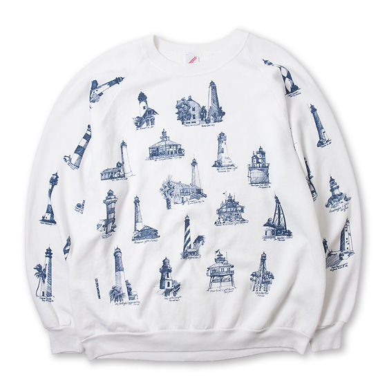 XXL 1980s MICHIGAN RAG Co. lighthouse Multi Print Sweat
