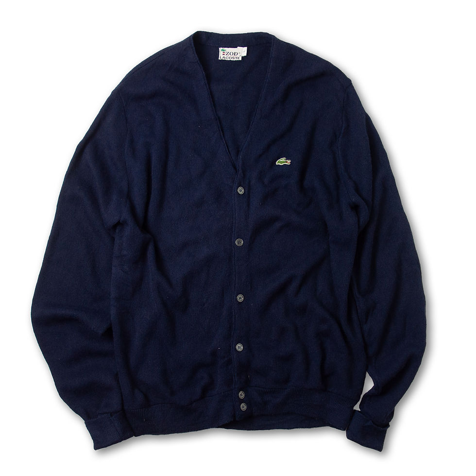 1980s Lacoste Acrylic Cardigan Navy L 1980年代 ラコステ アクリルカーディガン ネイビー L