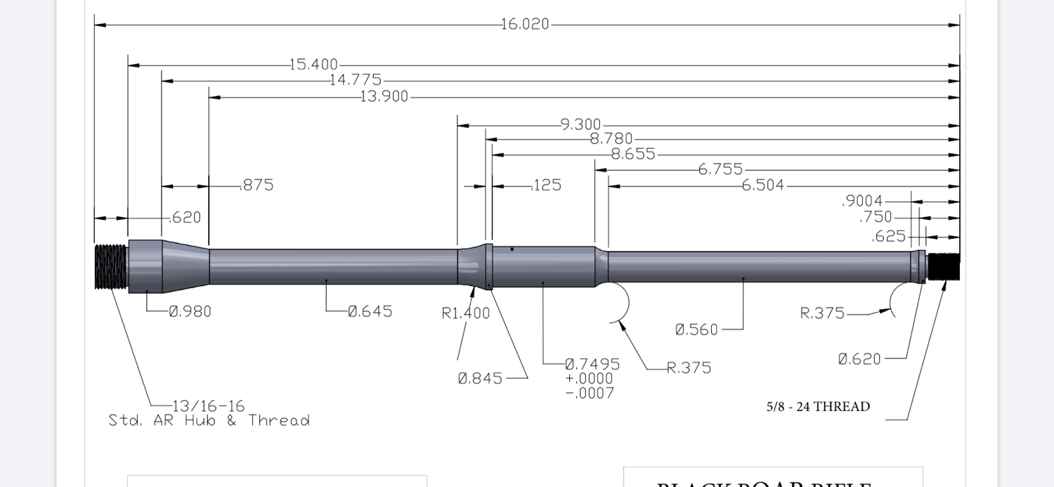 BBR68 16” Stainless 6.8 SPC II Barrel