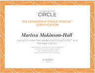 Certificate for Marissa Makinson-Hall qualification Leadership Circle Profile and Manager Edition