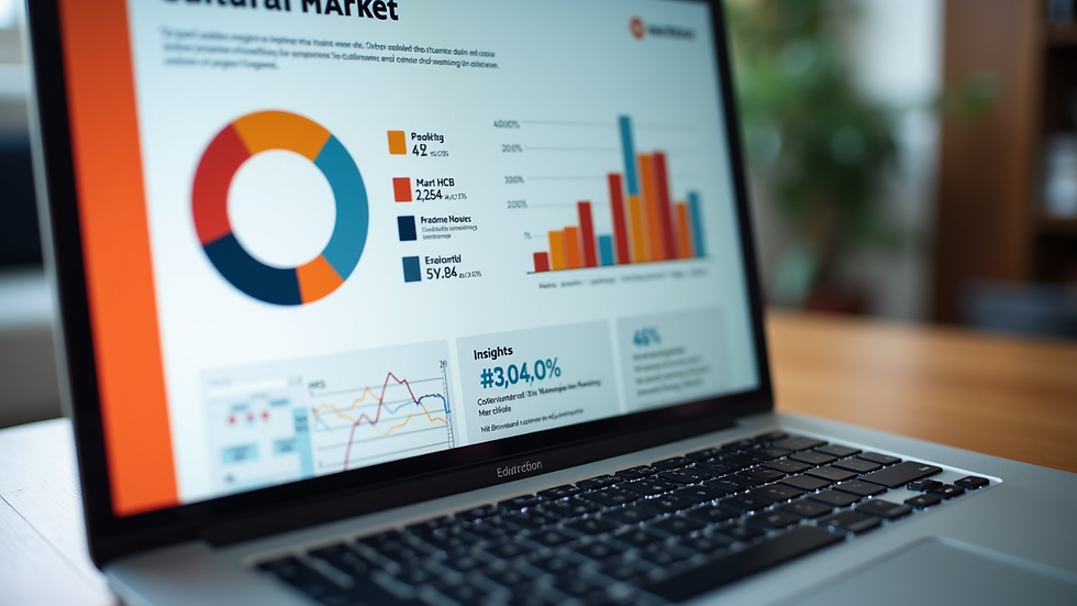 Close-up of a laptop screen showing cultural market research data