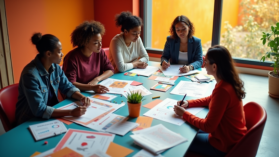 High angle view of a cultural workshop with diverse participants