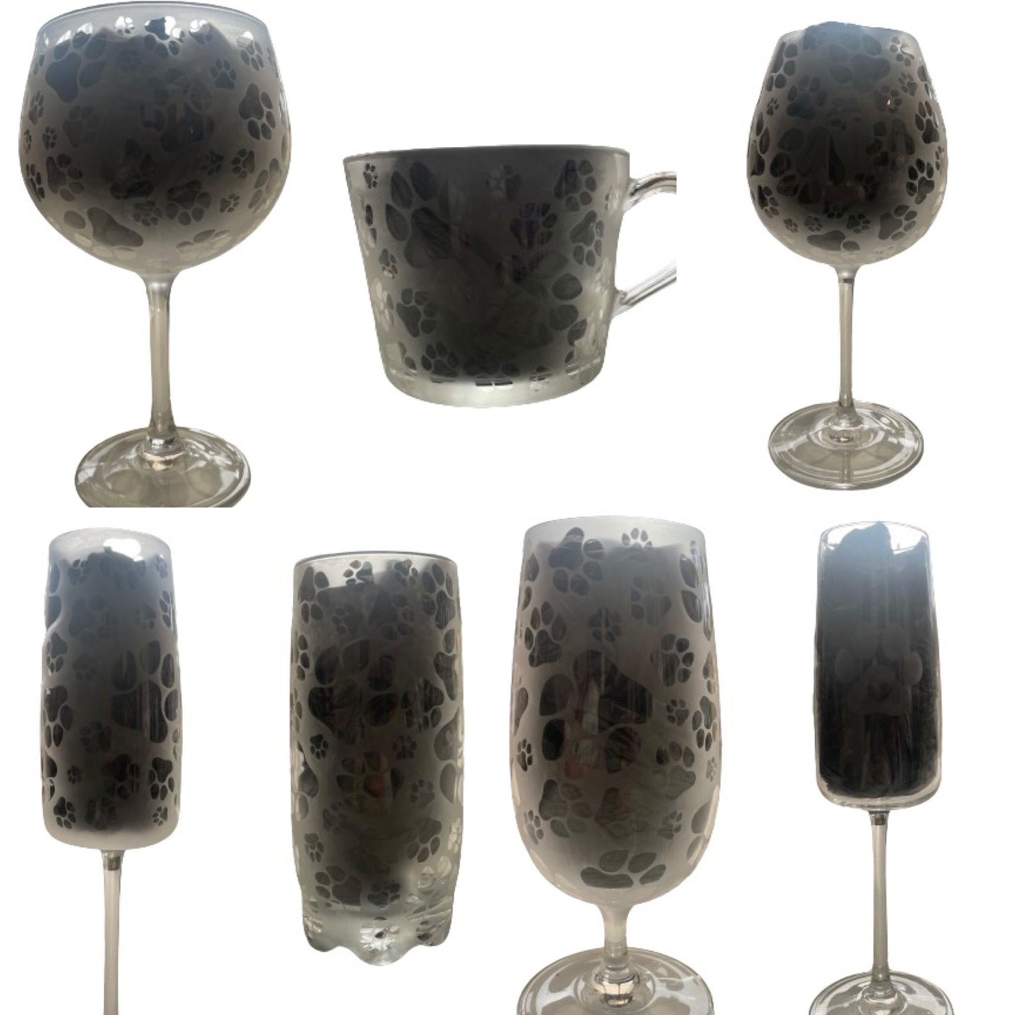 Etched Paw Print Glasses