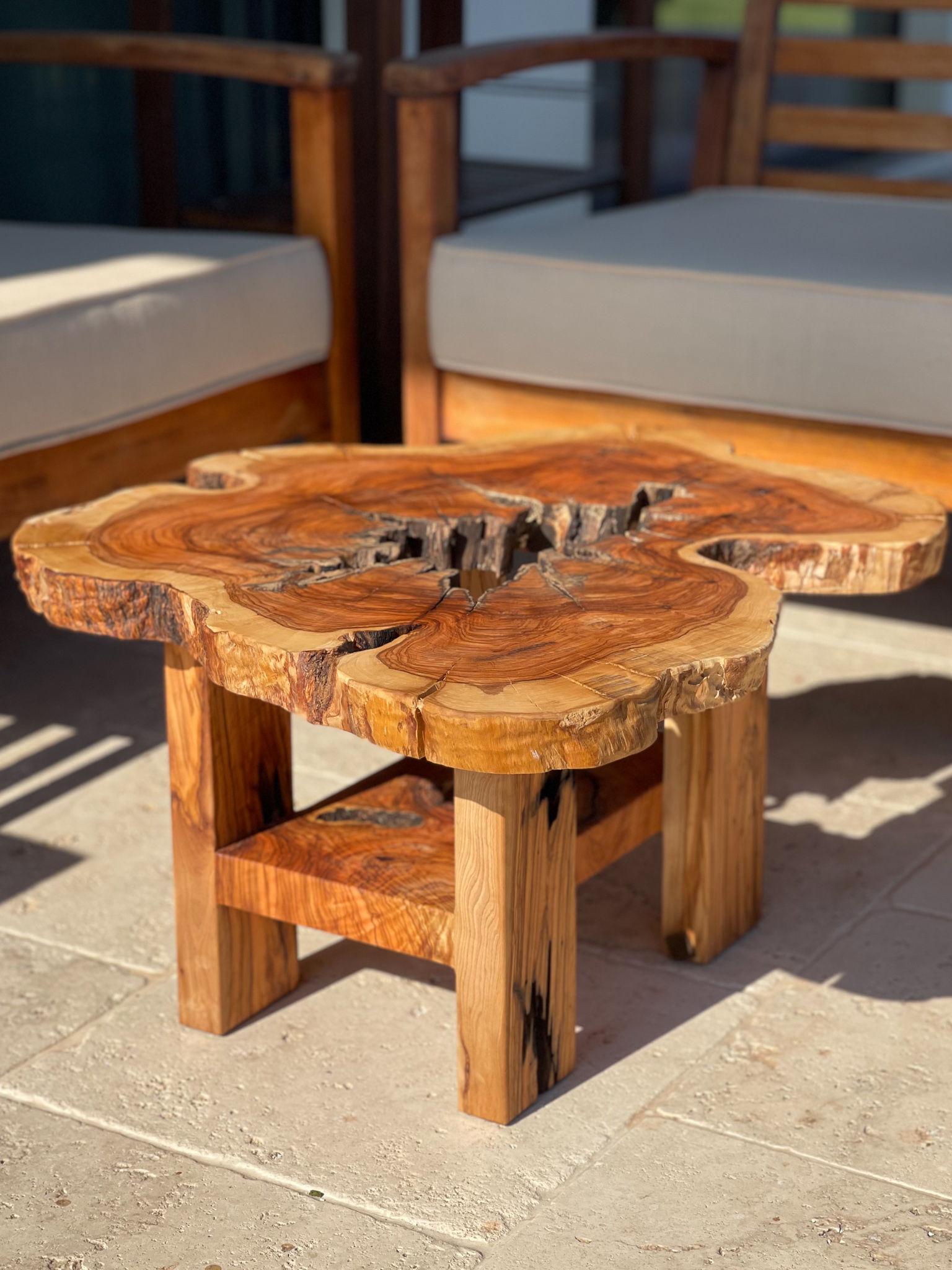 Zeytin Kesit Raflı Sehpa