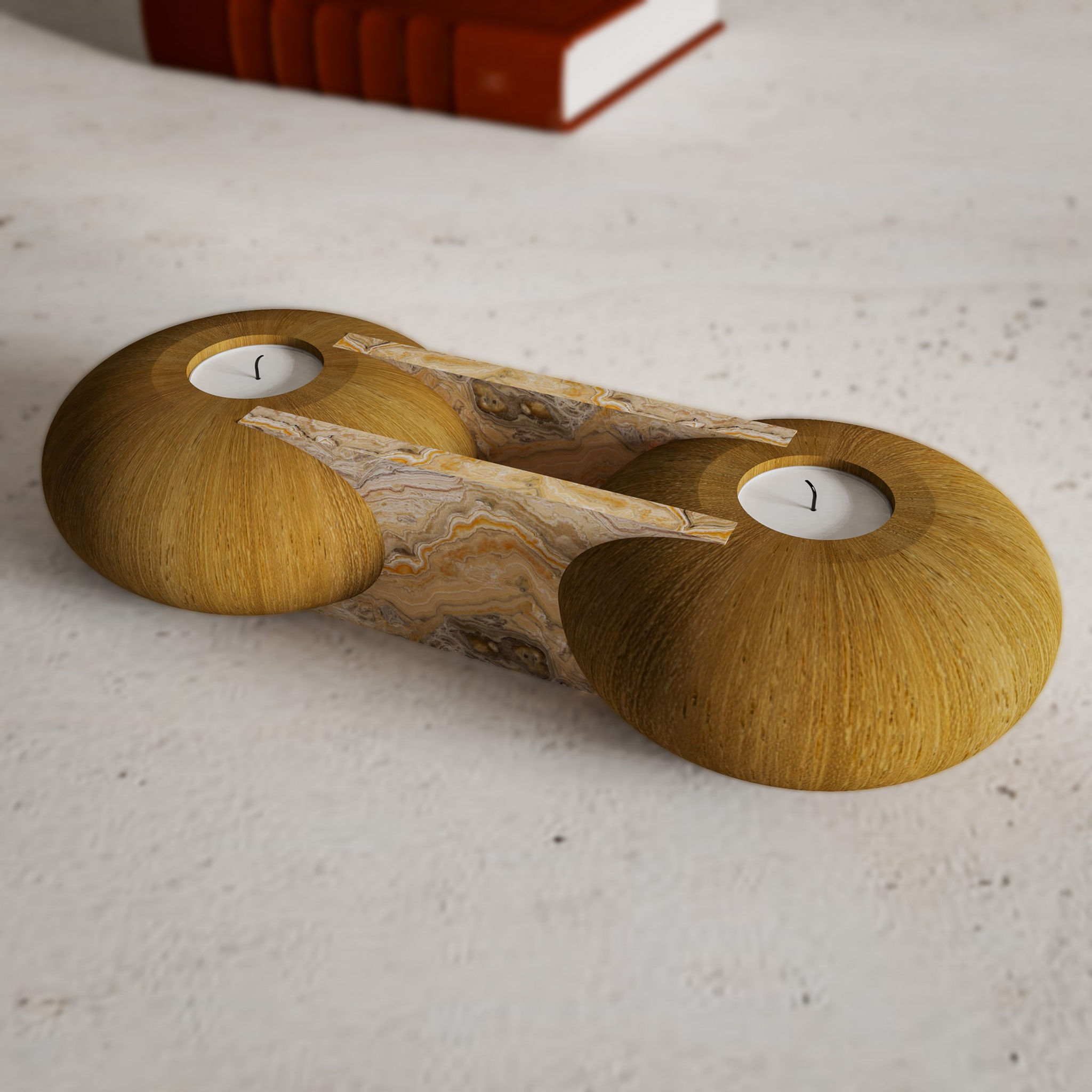 Onyx Mermer Detaylı 2'li Mumluk