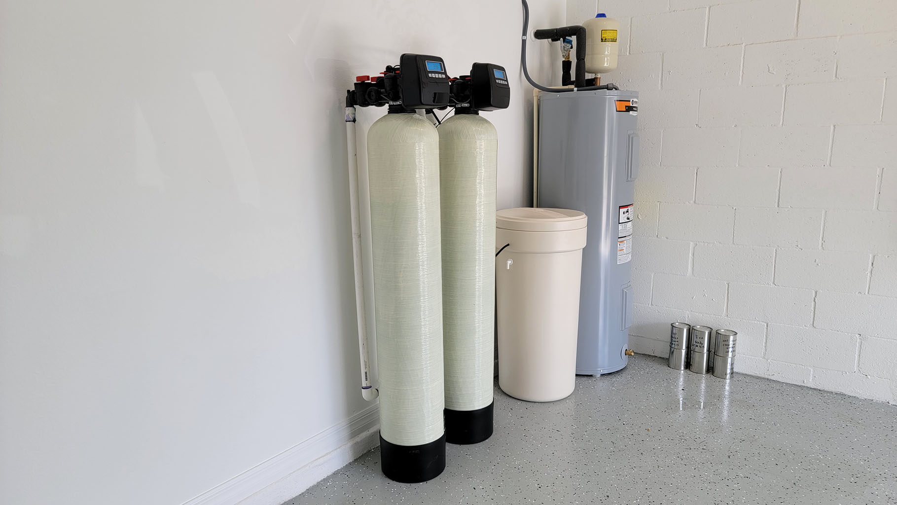 Commercial water treatment system in operation in a Naples business