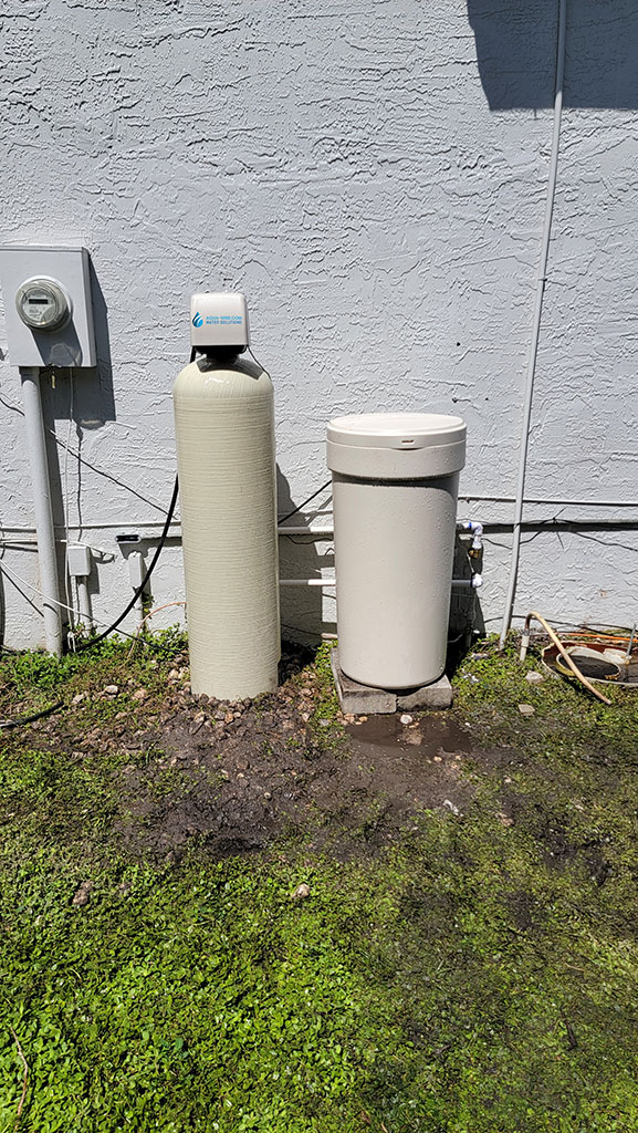 Clean water softener system installed in a home