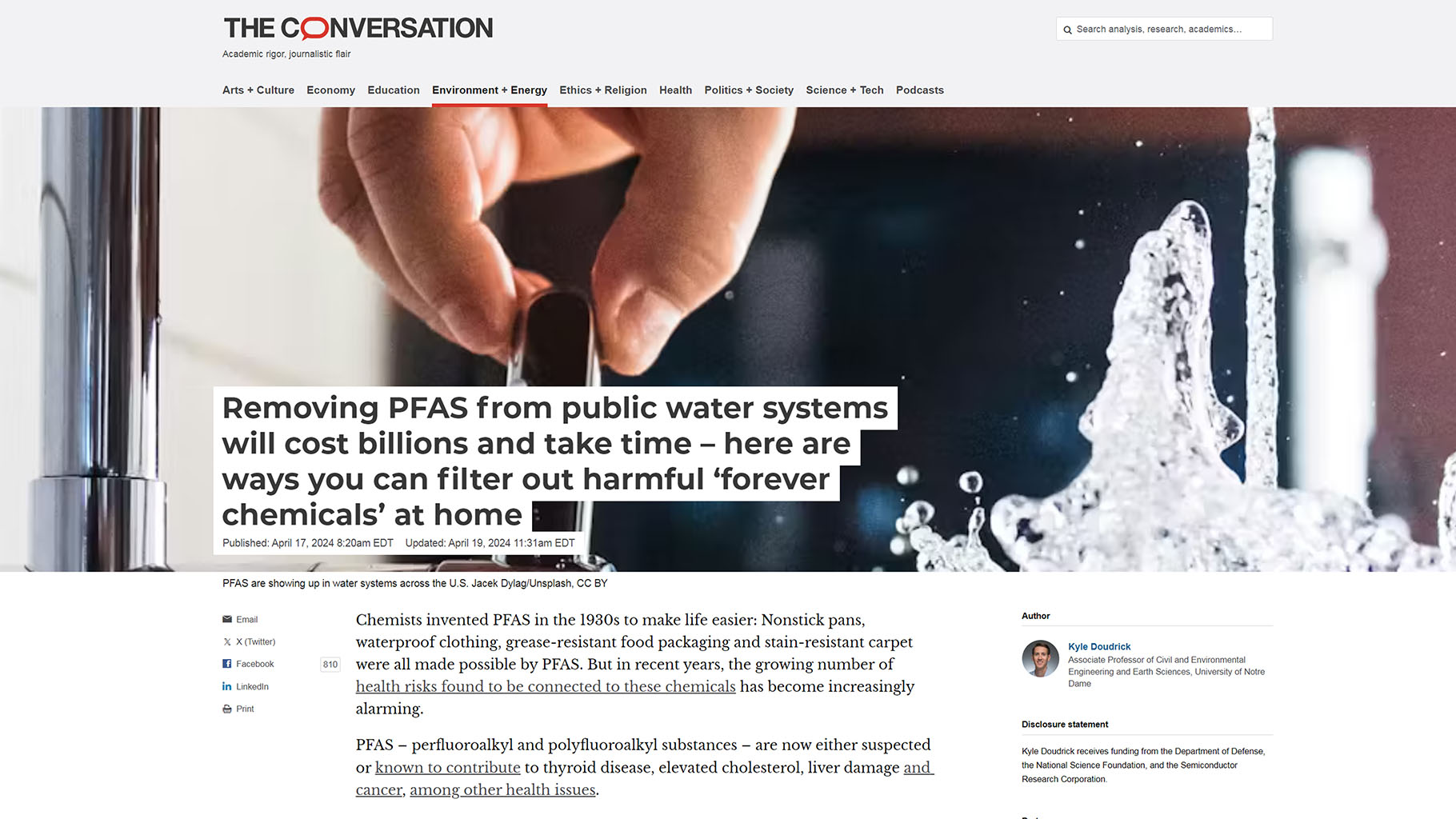 A water treatment system filtering PFAS contaminants for safe drinking water in Naples.