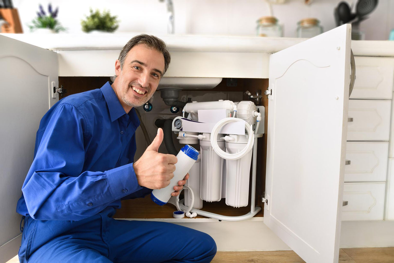 AquaPure Reverse Osmosis system providing clean filtered water in modern Sarasota kitchen