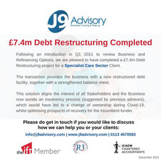 £7.4m Debt Restructuring Completed - Business Rescue of a Specialist Care Provider