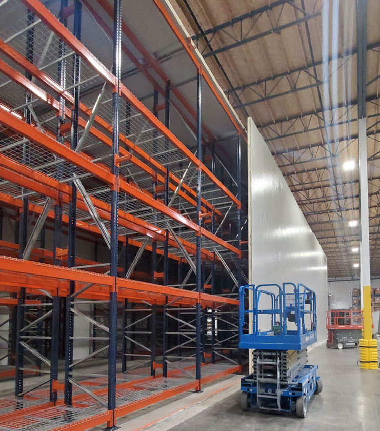 constructing an interior refrigerated warehouse