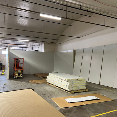 walk-in cooler under construction