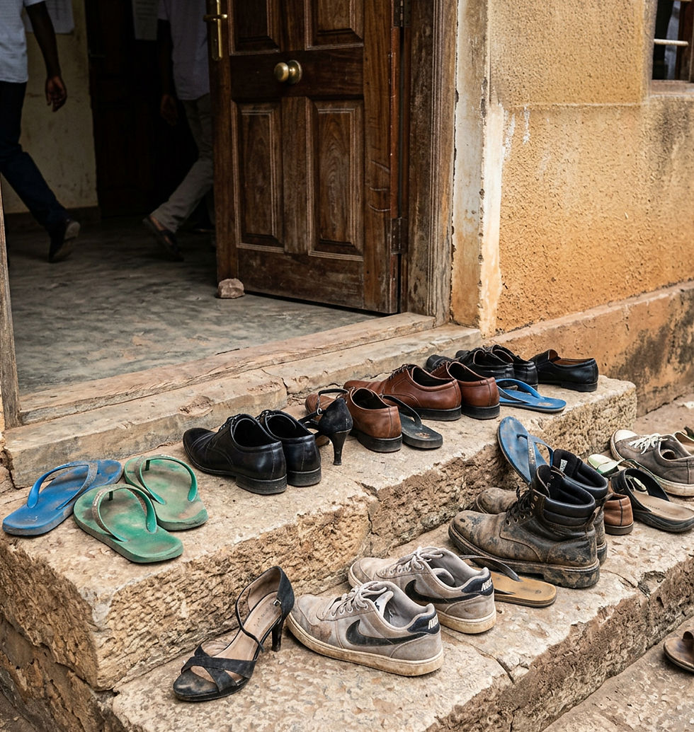 Shoes on steps for strategic civil society engagement.