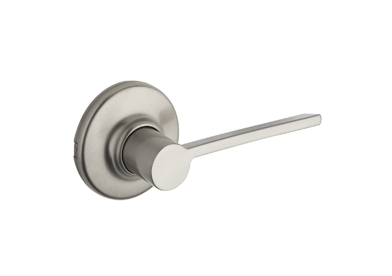 Kwikset Ladera Lever Round Rose Passage, Satin Nickel