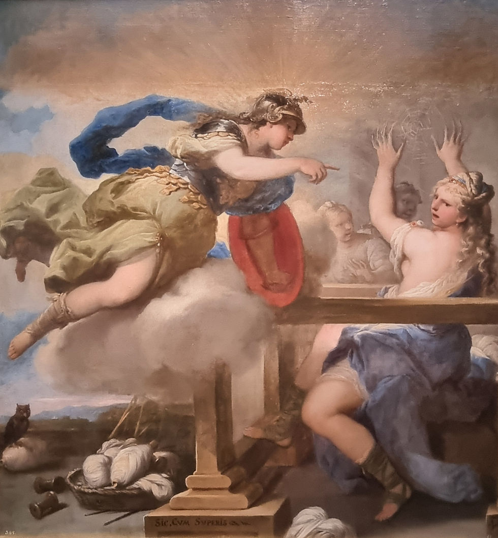 Arachne en Minerva, Luca Giordano, 1695