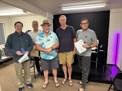 Group picture of men at the Men's Singing Class at Emmett Hayes Voice Studio in Roseville, CA