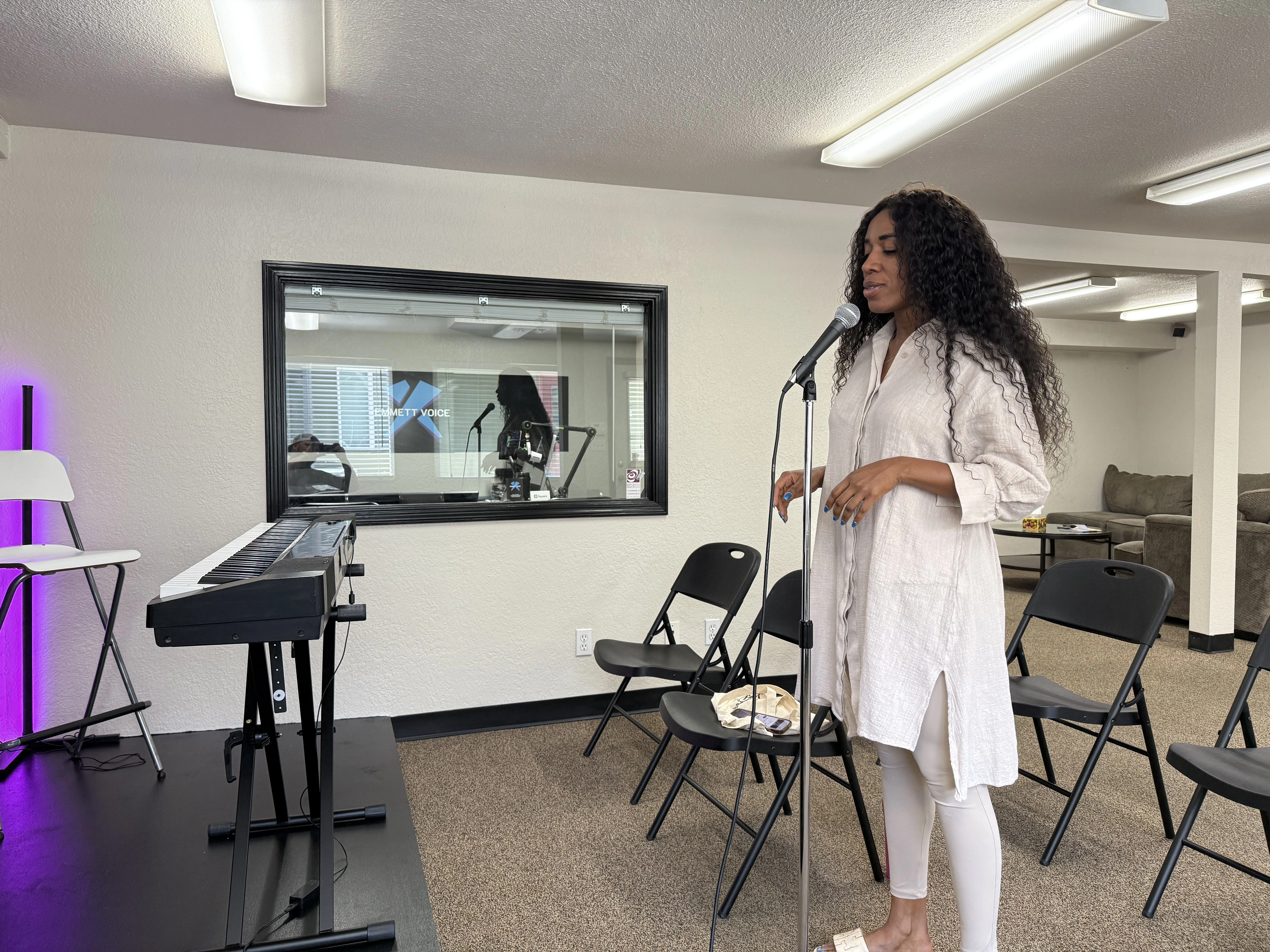 Student performing a gospel and worship song at Emmett Hayes Voice Studio in Roseville