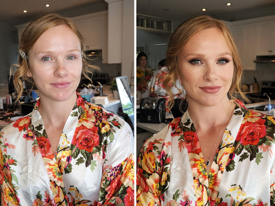Before and after bridal makeup transformation by MarthaK Makeup in Kitchener, Ontario