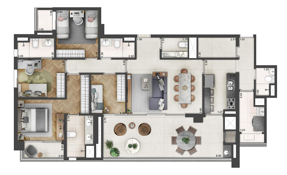 4 DORMITÓRIOS - 145 M²