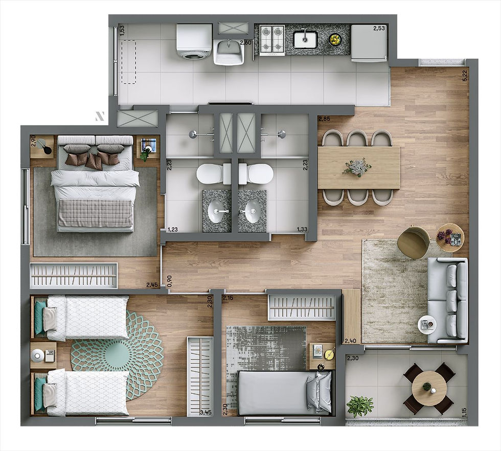 3 DORMITÓRIOS - 61 M²